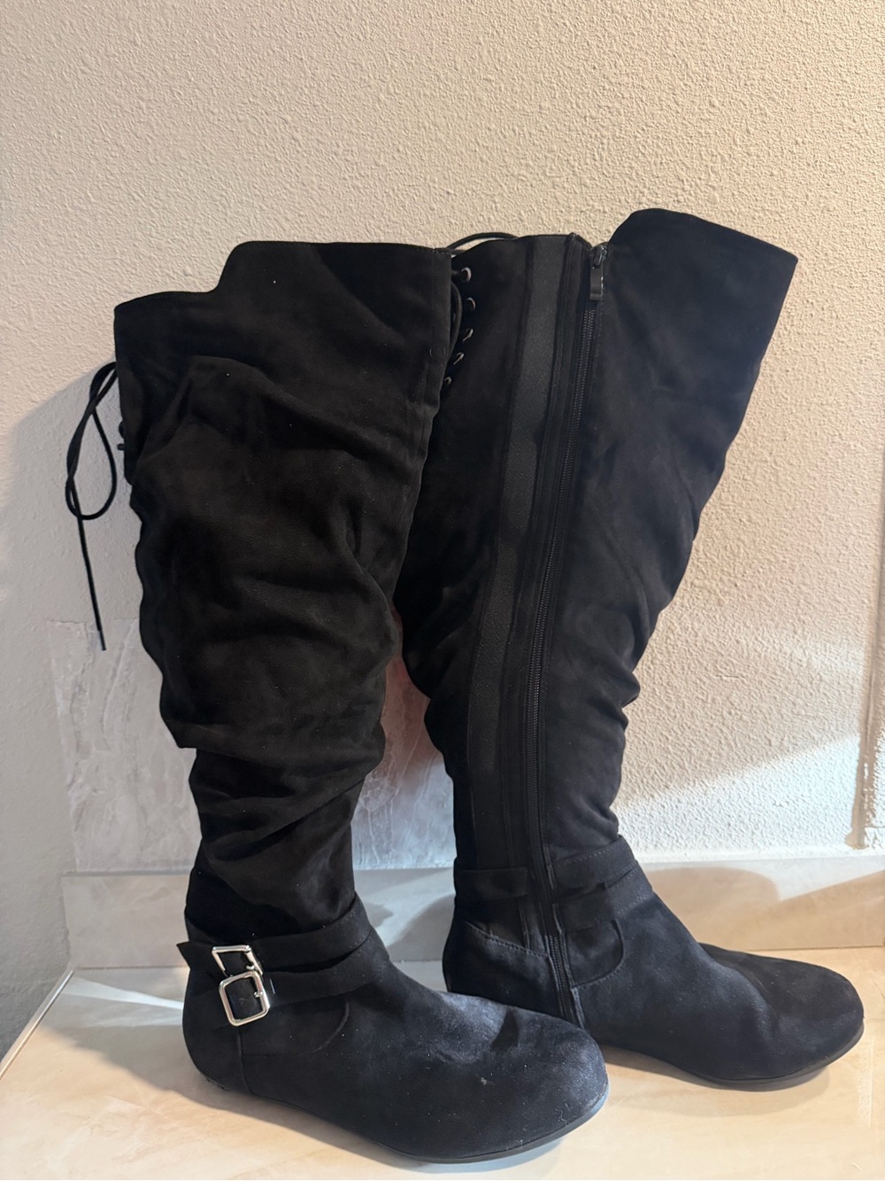 torrid Black Over-the-Knee Slouch Boots with Buckle